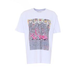 Purple Men Textured Logo T-Shirt